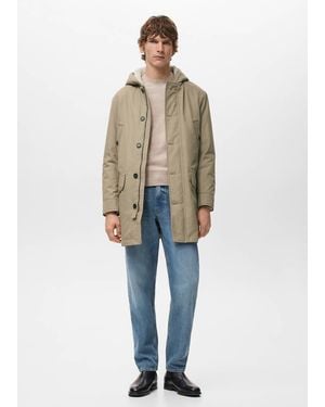 Mango Quilted Parka With Water-Repellent Hood - Natural