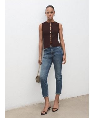 Mango Knitted Waistcoat With Slits - Blue