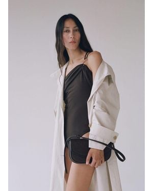 Mango Raffia Shoulder Bag With Flap - Black