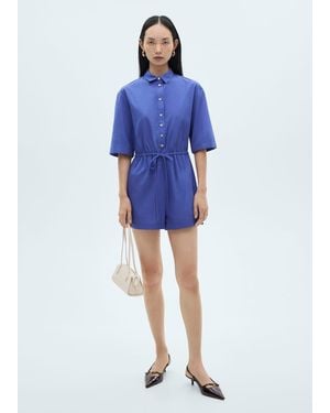 Mango Cotton Short Jumpsuit - Blue