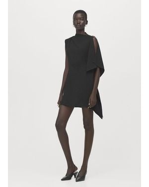 Mango Short Asymmetrical Sleeve Dress - Black