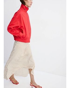 Mango Gonna Pois Bordo Inferiore Asimmetrico Grezzo - Rosso