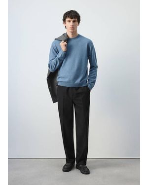 Mango Fine-Knit Wool Blend Jumper - Blue