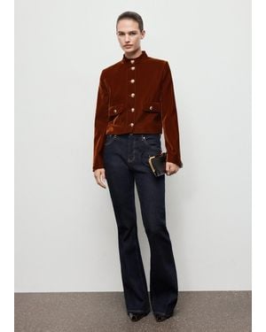 Mango Velvet Jacket With Buttons - Orange