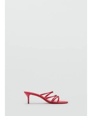 Mango Satin Strap Heeled Sandal - Red