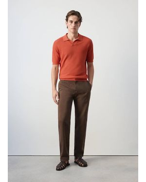 Mango 100% Cotton Knitted Polo Structure - Red