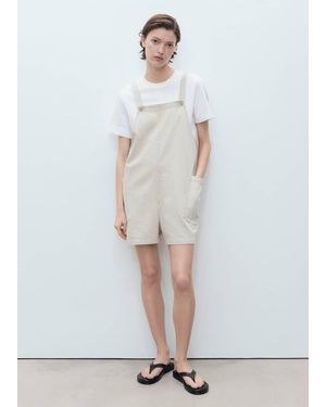 Mango Denim Dungarees Stripes - White