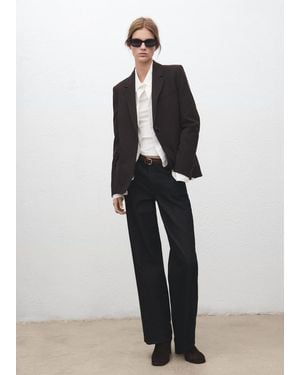Mango Straight-Fit Suit Blazer - Brown