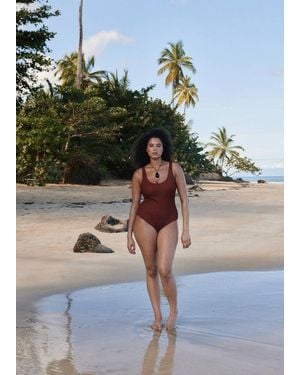 Mango Textured Swimsuit - Blue