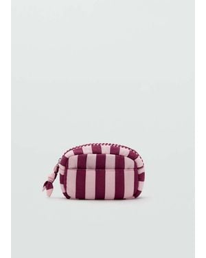 MANGO TEEN Striped Cotton Toiletry Bag - Pink