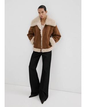 Mango Double-Faced Shearling Jacket - White