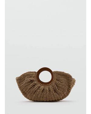 MANGO TEEN Natural Fibre Tote Bag - Brown