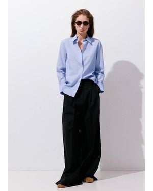 Mango Striped Cotton And Lyocell Shirt - Blue