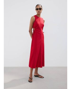 Mango Cut-Out Dress With Ties - Red