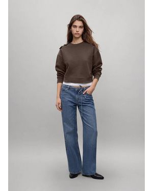 MANGO TEEN Cotton Sweatshirt With Button Shoulders - Blue