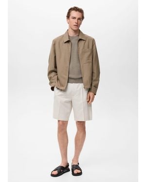 Mango Lyocell Jacket With Pockets - Natural