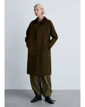 Mango Oversized Parka With Contrasting Collar - Green