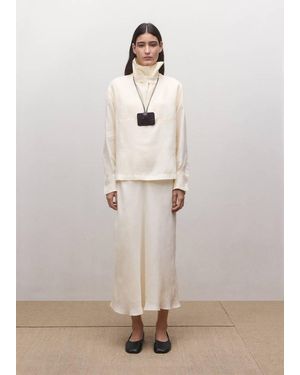 Mango Lyocell Funnel Neck Shirt - Natural