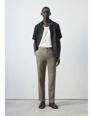 Mango Slim-Fit 100% Linen Pants - Multicolor