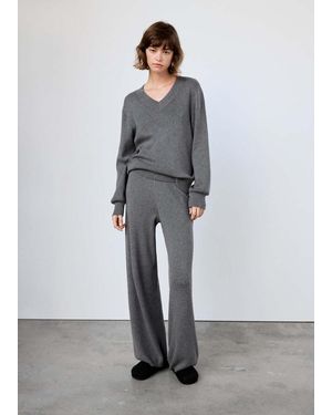 Mango Straight-Leg Pants, 100% Cotton, Soft Feel - Gray