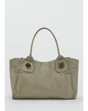 Mango Canvas Eyelets Handbag - Multicolour