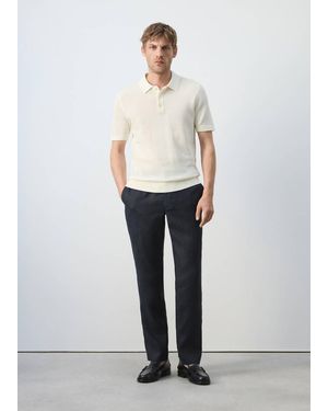 Mango Slim-Fit 100% Linen Trousers - White