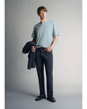 Mango 100% Cotton T-Shirt Regular Fit - Grey