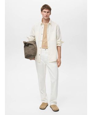 Mango Regular-Fit Cotton Lyocell Overshirt Off - White