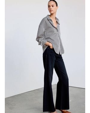 Mango Striped Straight Shirt - Grey