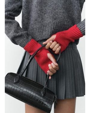 Mango Knitted Mitten Gloves - Red