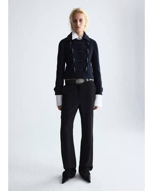 Mango 100% Wool Suit Trousers - Blue