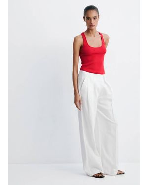 Mango Fitted Ribbed Top - Red