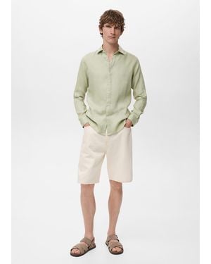 Mango Linen 100% Shirt - Green
