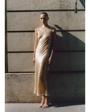 Mango Scoop-Back Sequin Dress - Grey