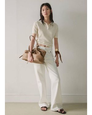 Mango Wide Leg Mid-Rise Jeans With Pockets - Natural