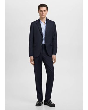 Mango Slim-Fit Micro-Print Twill Suit Shirt - Blue