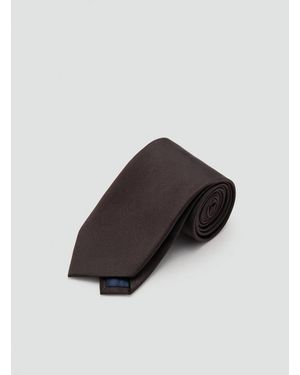 Mango Plain Silk Tie - Brown