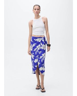 Mango Floral Sarong Skirt - Blue