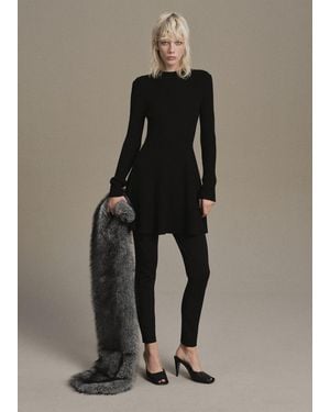 Mango Ribbed Knitted A-Line Dress - Brown