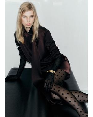 Mango Polka-Dot Sheer Stockings - Black