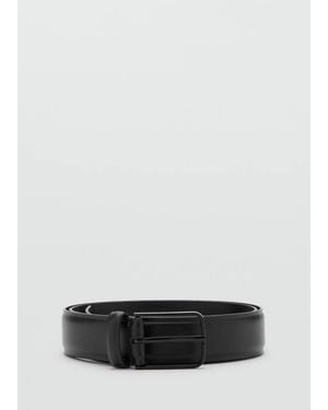 Mango 100% Bovine Leather Belt - Black
