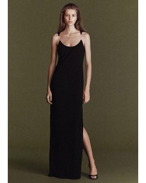 Mango Fitted Dress With Transparent Straps - Green