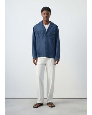 Mango Denim Overshirt Pockets - Blue