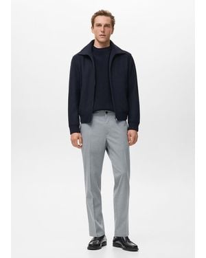 Mango Striped Slim-Fit Pants - Blue