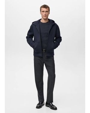 Mango Neoprene Effect Zip-Up Sweatshirt - Blue