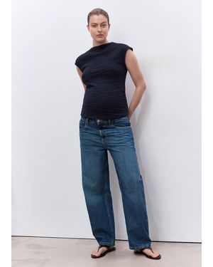 Mango Crepe Cotton Maternity Top - Blue