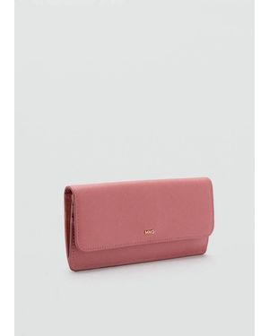 Mango Safiano-Effect Wallet With Flap - Pink