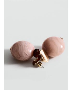 Mango Combined Bead Earrings - Brown