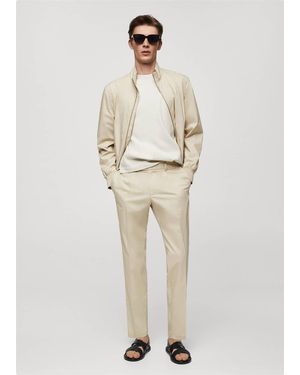 Mango Stretch Cotton Jacket With Zip - Natural