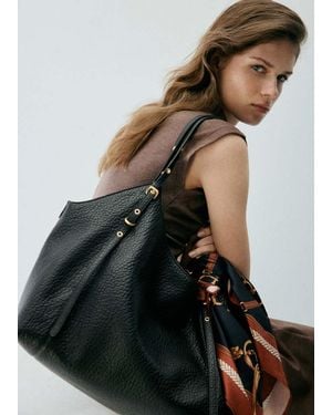 Mango Bucket Bag With Buckles - Black